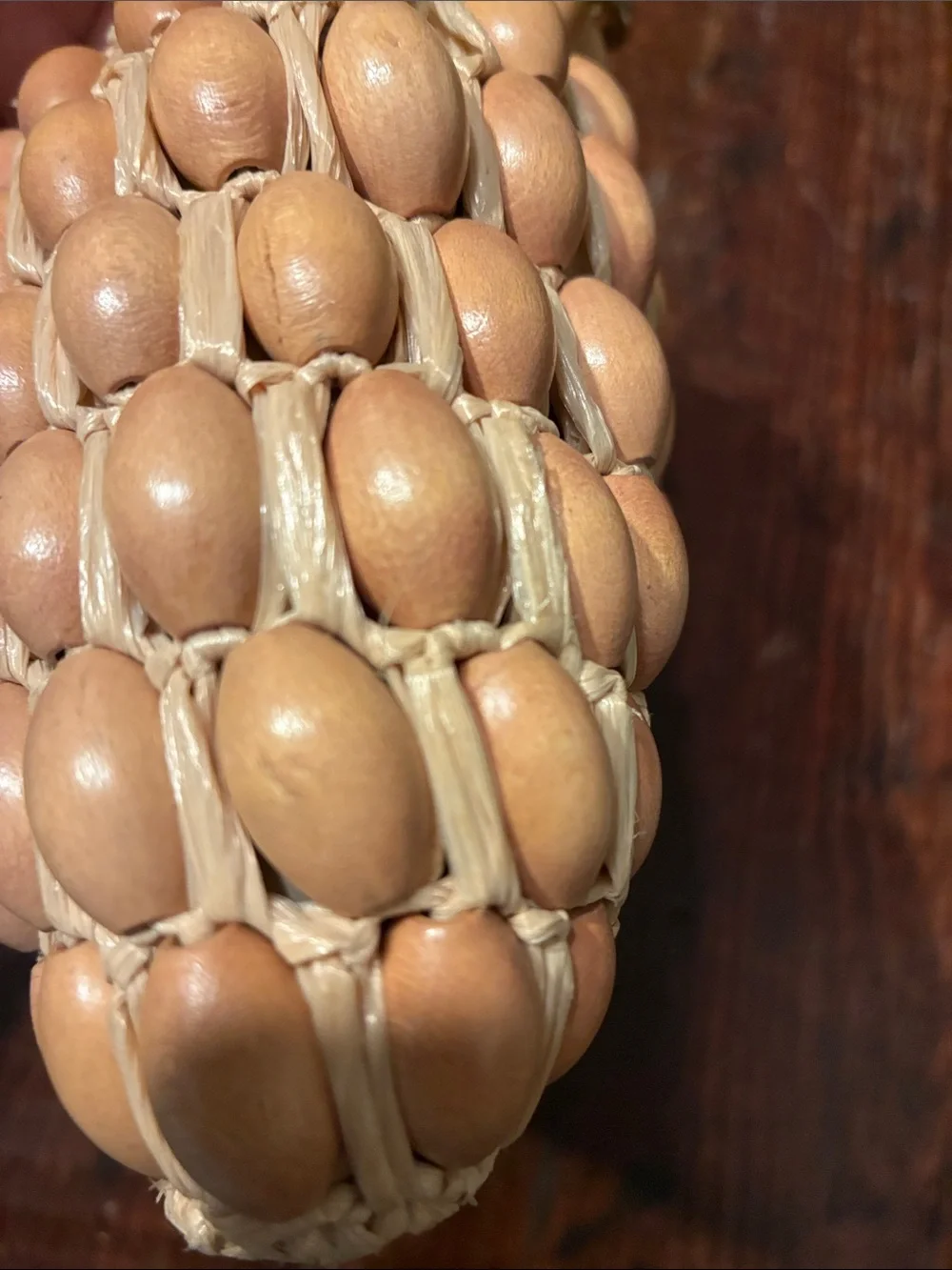 Vintage Jana straw/wood bead  shoulder bag